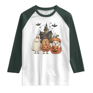 Halloween Chicken Cosplay Raglan Shirt Funny Farm Life Gift TS12 White Dark Forest Green Print Your Wear