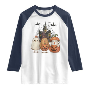 Halloween Chicken Cosplay Raglan Shirt Funny Farm Life Gift TS12 White Navy Print Your Wear