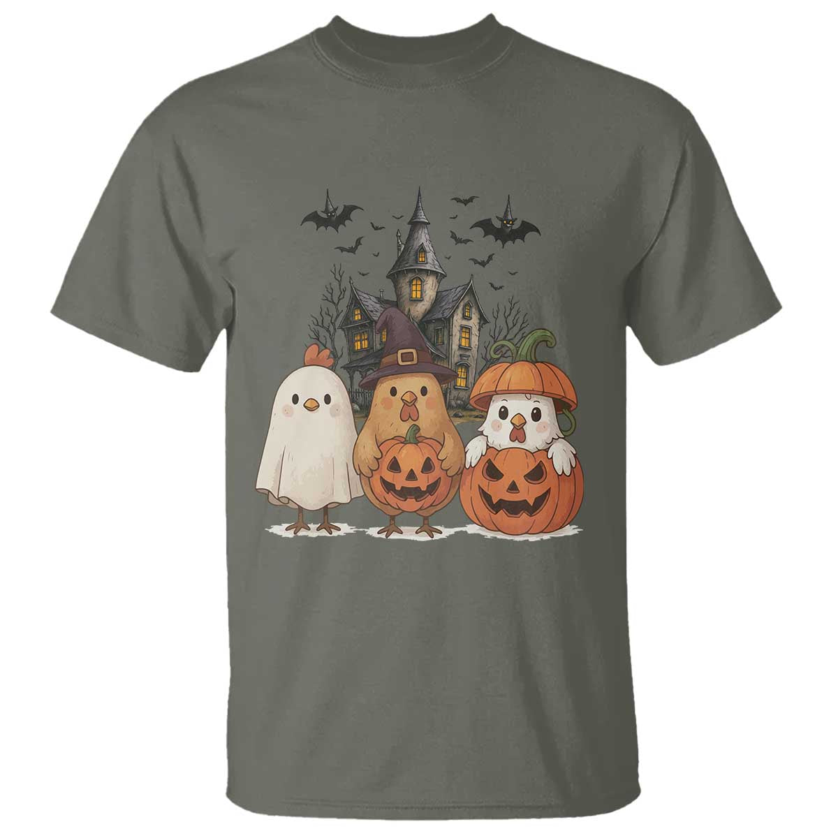 Halloween Chicken Cosplay T Shirt Funny Farm Life Gift TS12 Military Green Print Your Wear