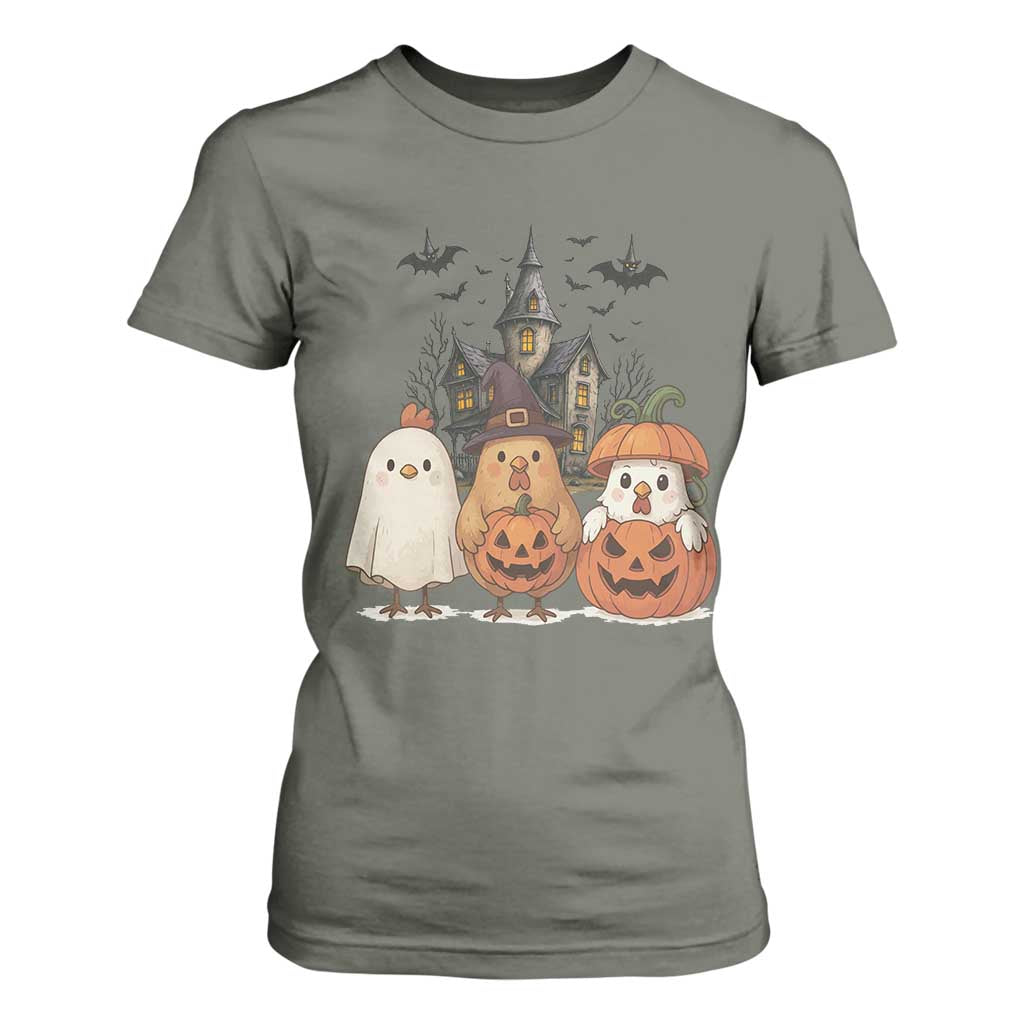 Halloween Chicken Cosplay T Shirt For Women Funny Farm Life Gift TS12 Military Green Print Your Wear