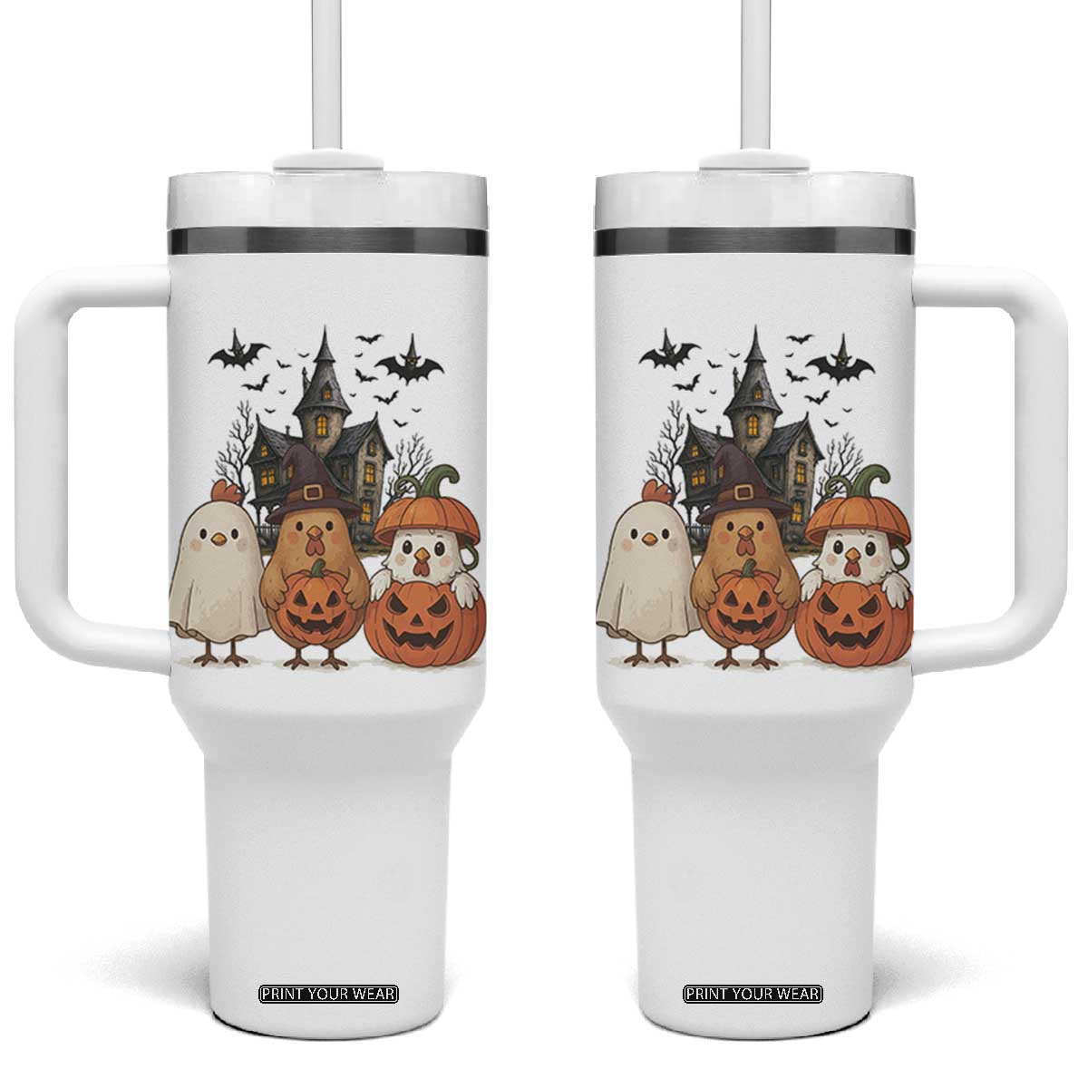 Halloween Chicken Cosplay Tumbler With Handle Funny Farm Life Gift TS12 One Size: 40 oz White Print Your Wear