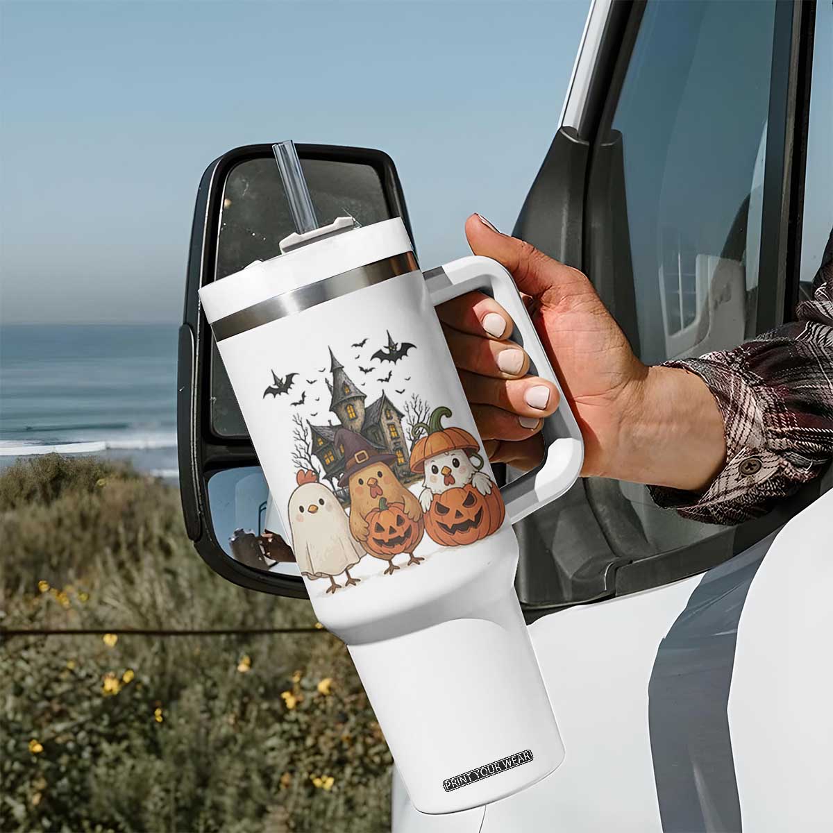 Halloween Chicken Cosplay Tumbler With Handle Funny Farm Life Gift TS12 Print Your Wear
