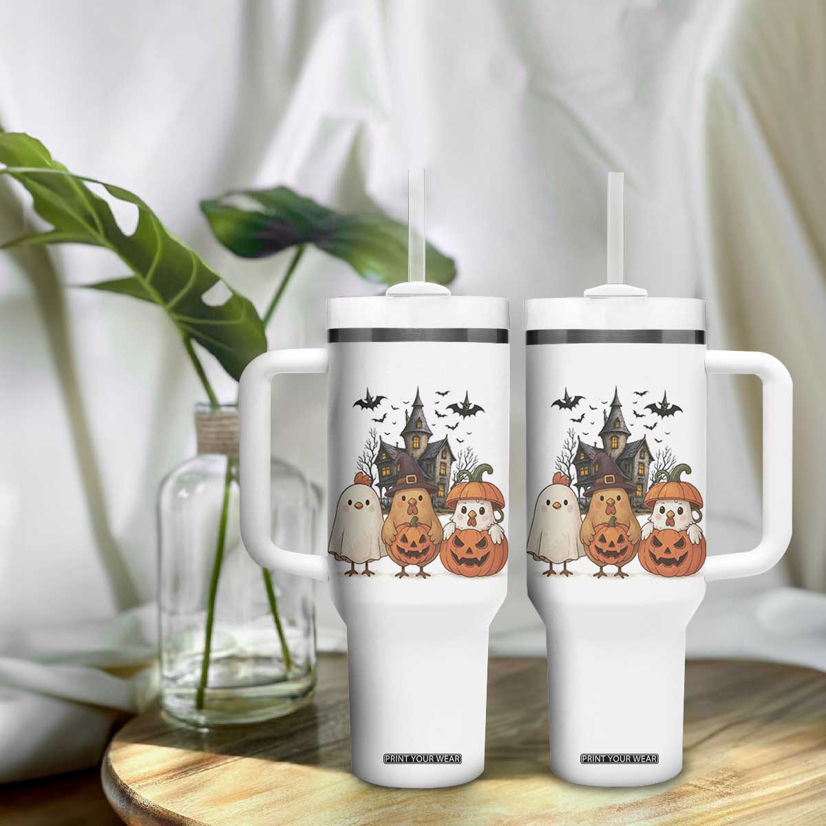 Halloween Chicken Cosplay Tumbler With Handle Funny Farm Life Gift TS12 Print Your Wear