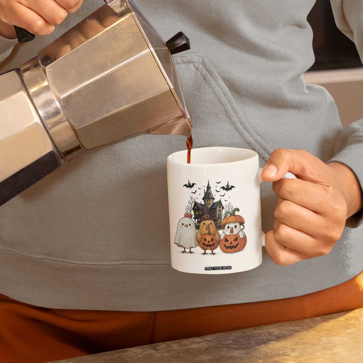 Halloween Chicken Cosplay Coffee Mug Funny Farm Life Gift TS12 Print Your Wear