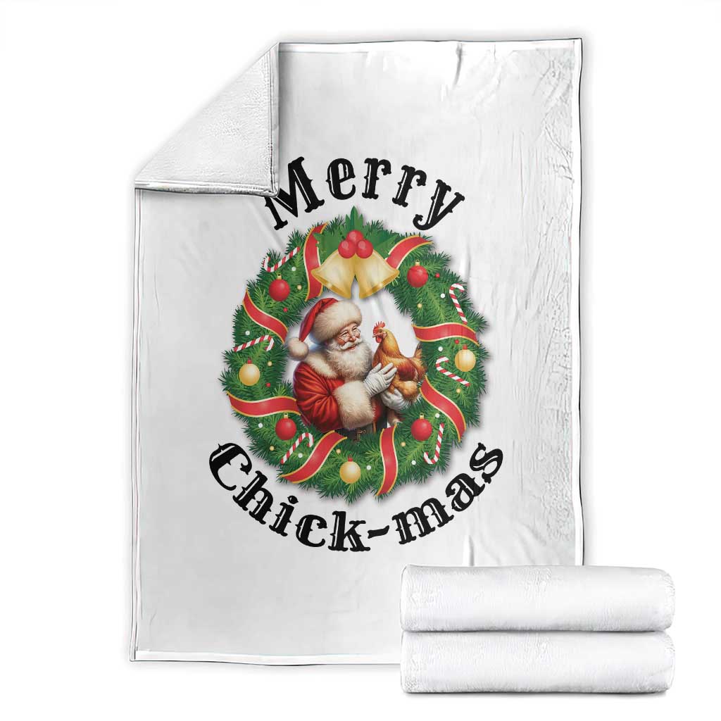Funny Christmas Chicken Lovers Throw Blanket Merry Chickmas Santa Gift TS12 White Print Your Wear