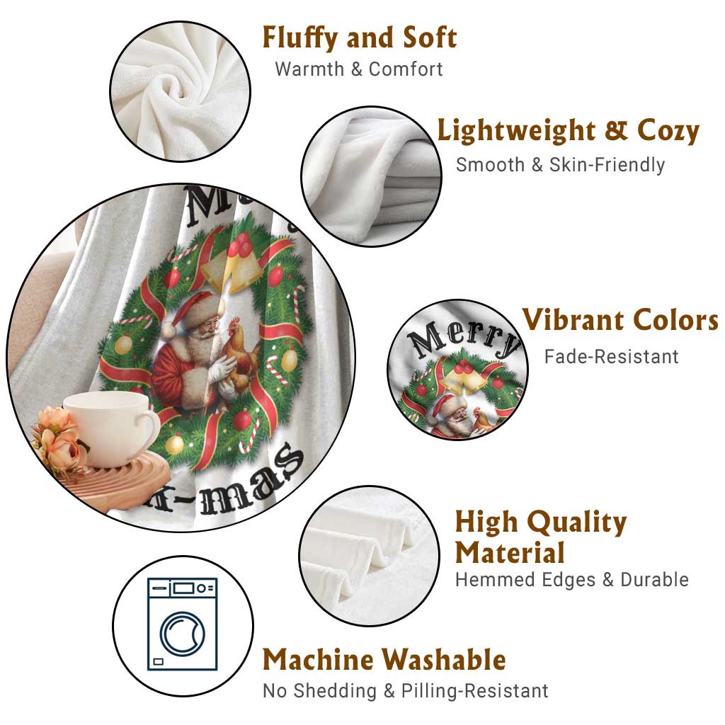 Funny Christmas Chicken Lovers Throw Blanket Merry Chickmas Santa Gift TS12 Print Your Wear