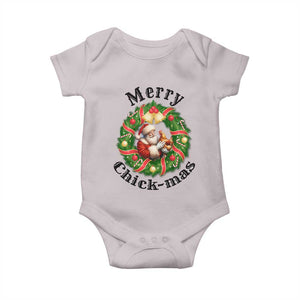 Funny Christmas Chicken Lovers Baby Onesie Merry Chickmas Santa Gift TS12 Ice Gray Print Your Wear