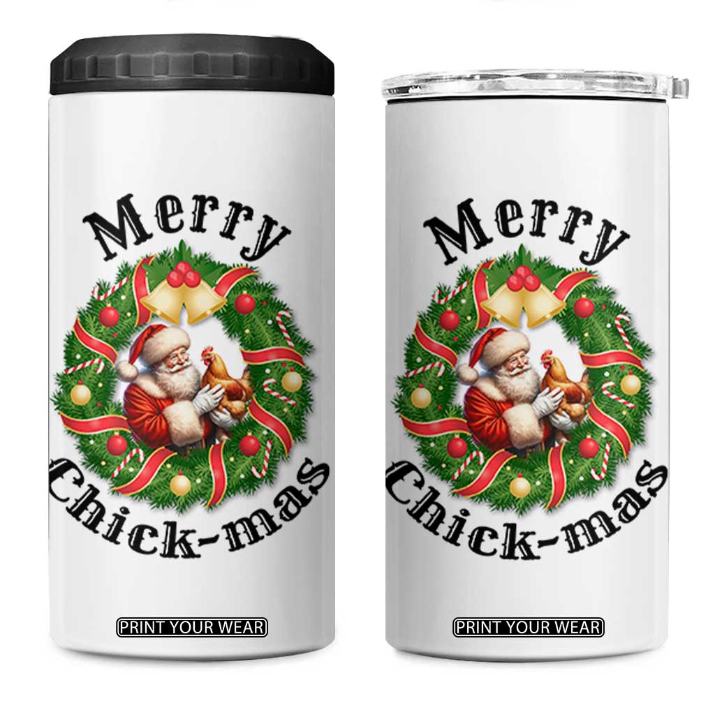 Funny Christmas Chicken Lovers 4 in 1 Can Cooler Tumbler Merry Chickmas Santa Gift TS12 One Size: 16 oz White Print Your Wear