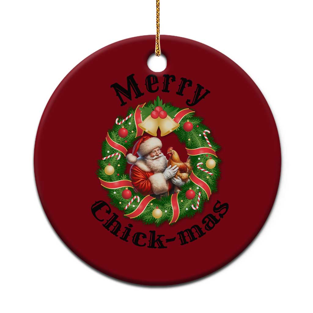Funny Xmas Chicken Lovers Ceramic Ornament Merry Chickmas Santa Gift TS12 1pc Red Print Your Wear