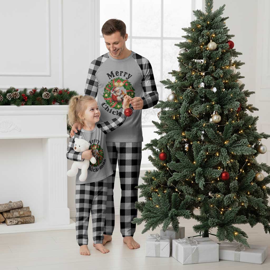 Funny Xmas Chicken Lovers Plaid Pajama Set Merry Chickmas Santa Gift TS12 White Plaid Print Your Wear