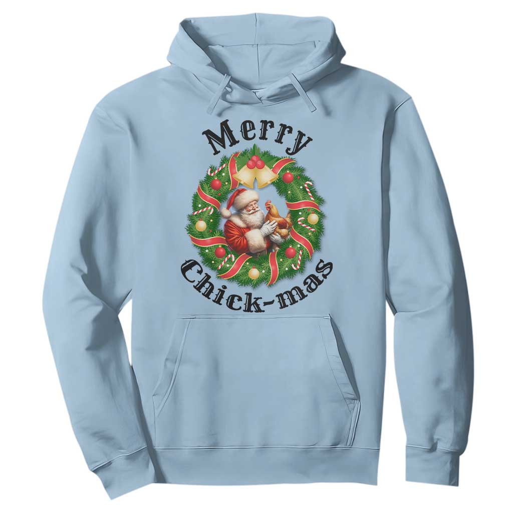 Funny Christmas Chicken Lovers Hoodie Merry Chickmas Santa Gift TS12 Light Blue Print Your Wear