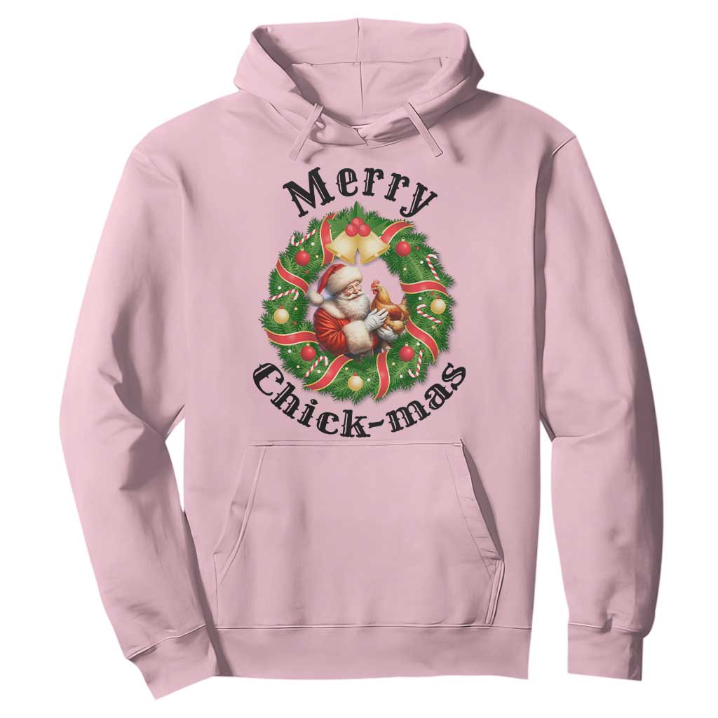 Funny Christmas Chicken Lovers Hoodie Merry Chickmas Santa Gift TS12 Light Pink Print Your Wear