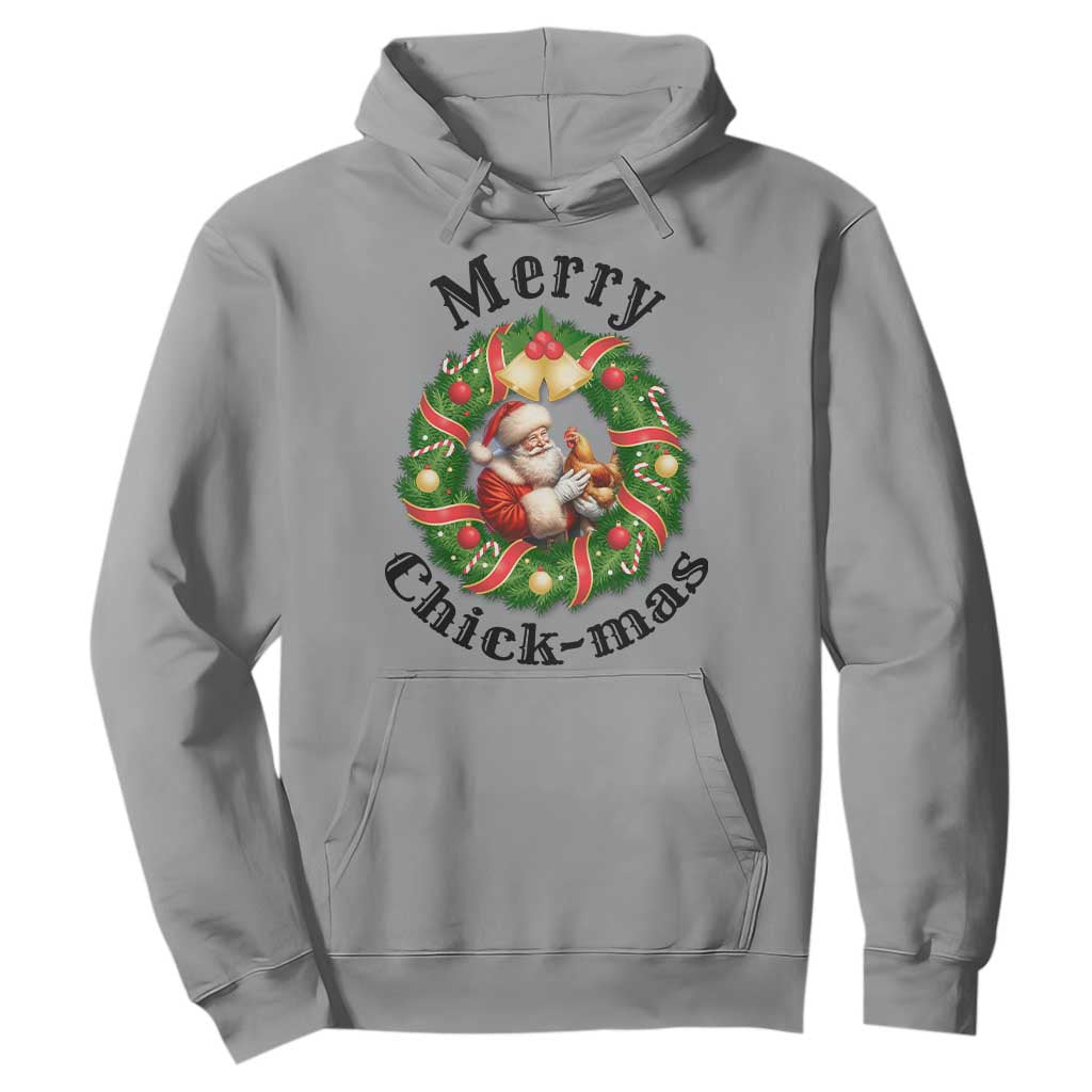 Funny Christmas Chicken Lovers Hoodie Merry Chickmas Santa Gift TS12 Sport Gray Print Your Wear