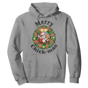 Funny Christmas Chicken Lovers Hoodie Merry Chickmas Santa Gift TS12 Sport Gray Print Your Wear