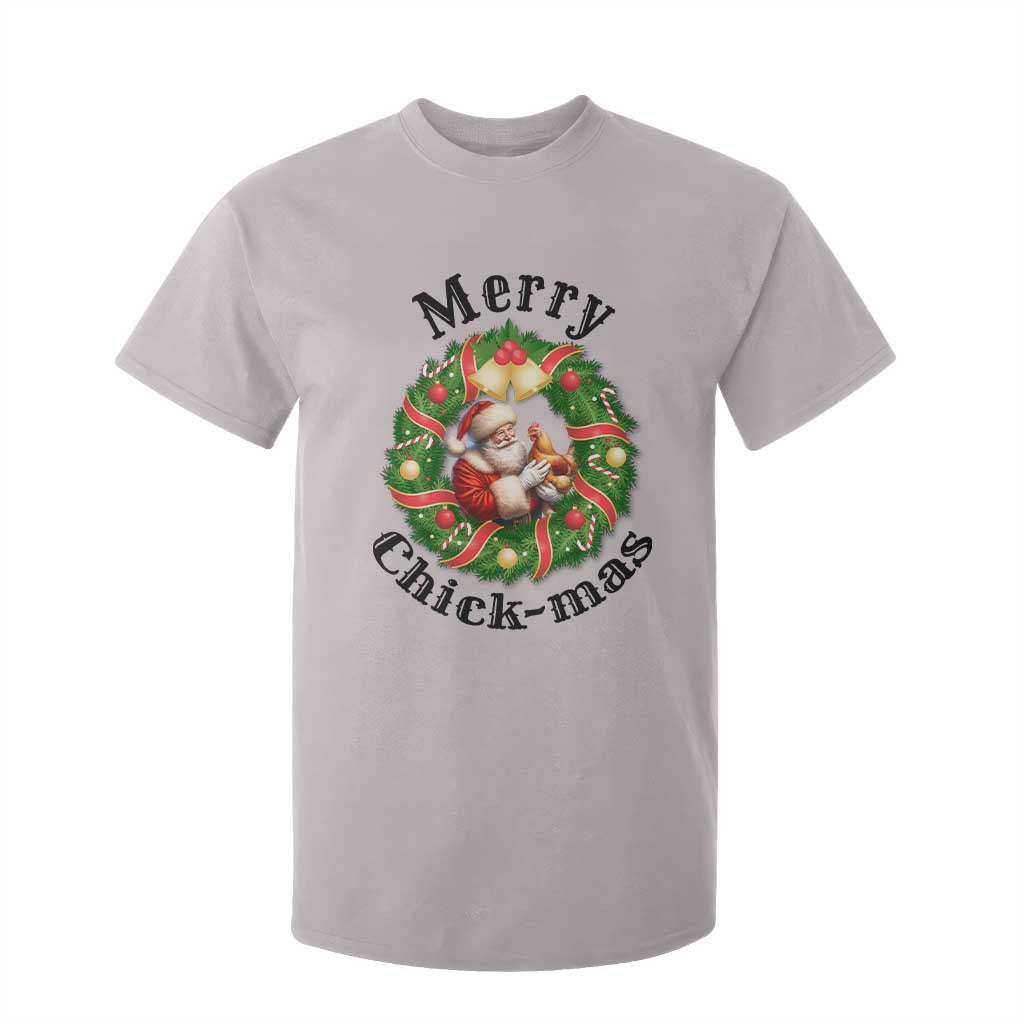 Funny Christmas Chicken Lovers T Shirt For Kid Merry Chickmas Santa Gift TS12 Ice Gray Print Your Wear