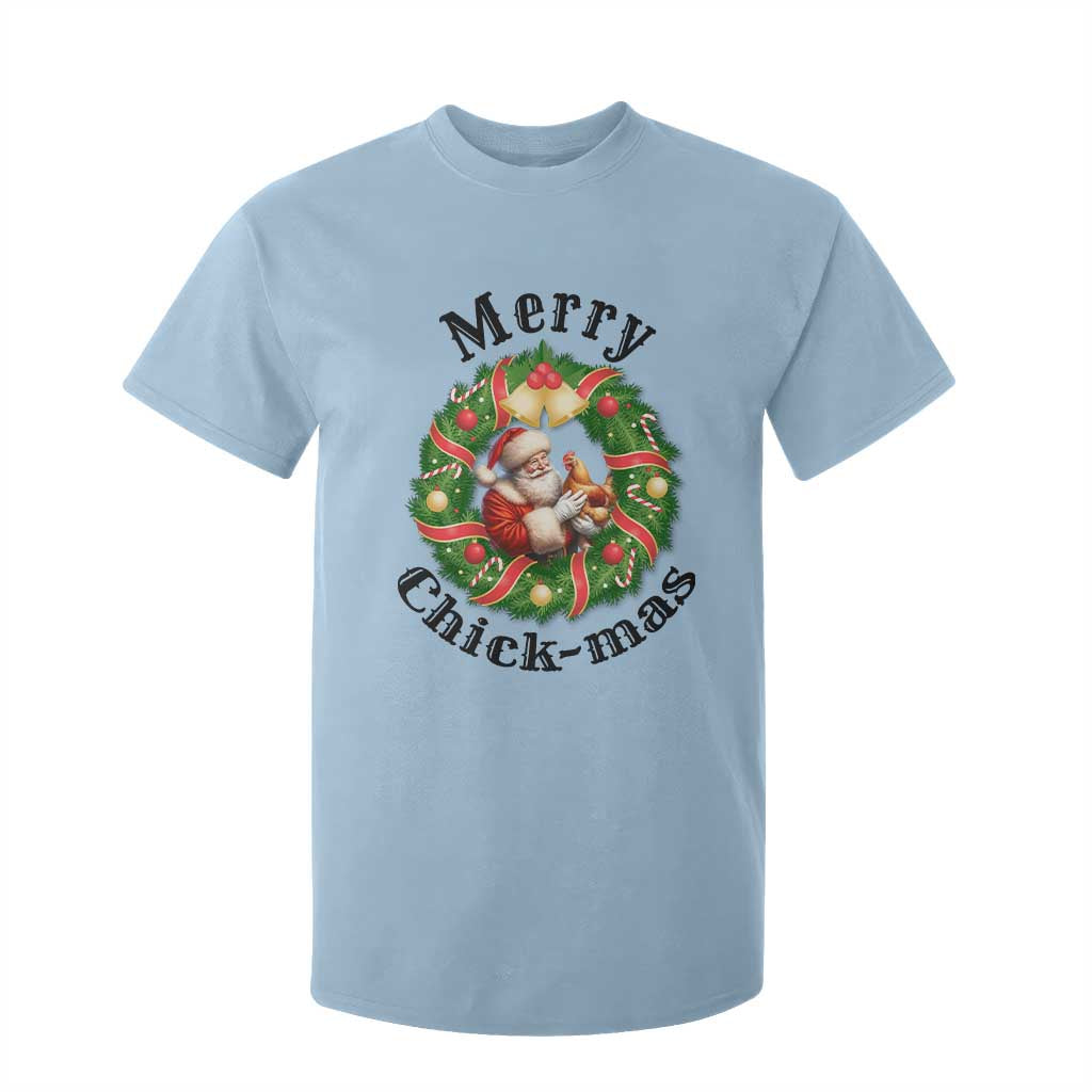 Funny Christmas Chicken Lovers T Shirt For Kid Merry Chickmas Santa Gift TS12 Light Blue Print Your Wear