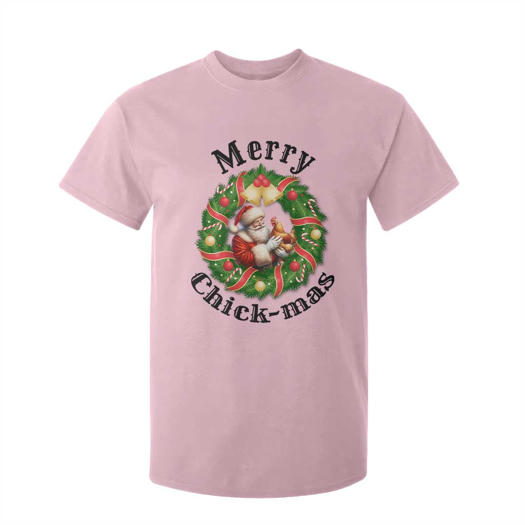 Funny Christmas Chicken Lovers T Shirt For Kid Merry Chickmas Santa Gift TS12 Light Pink Print Your Wear