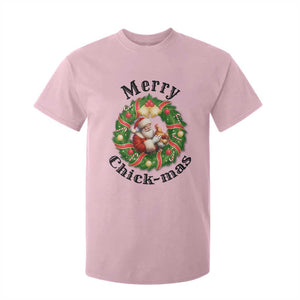 Funny Christmas Chicken Lovers T Shirt For Kid Merry Chickmas Santa Gift TS12 Light Pink Print Your Wear