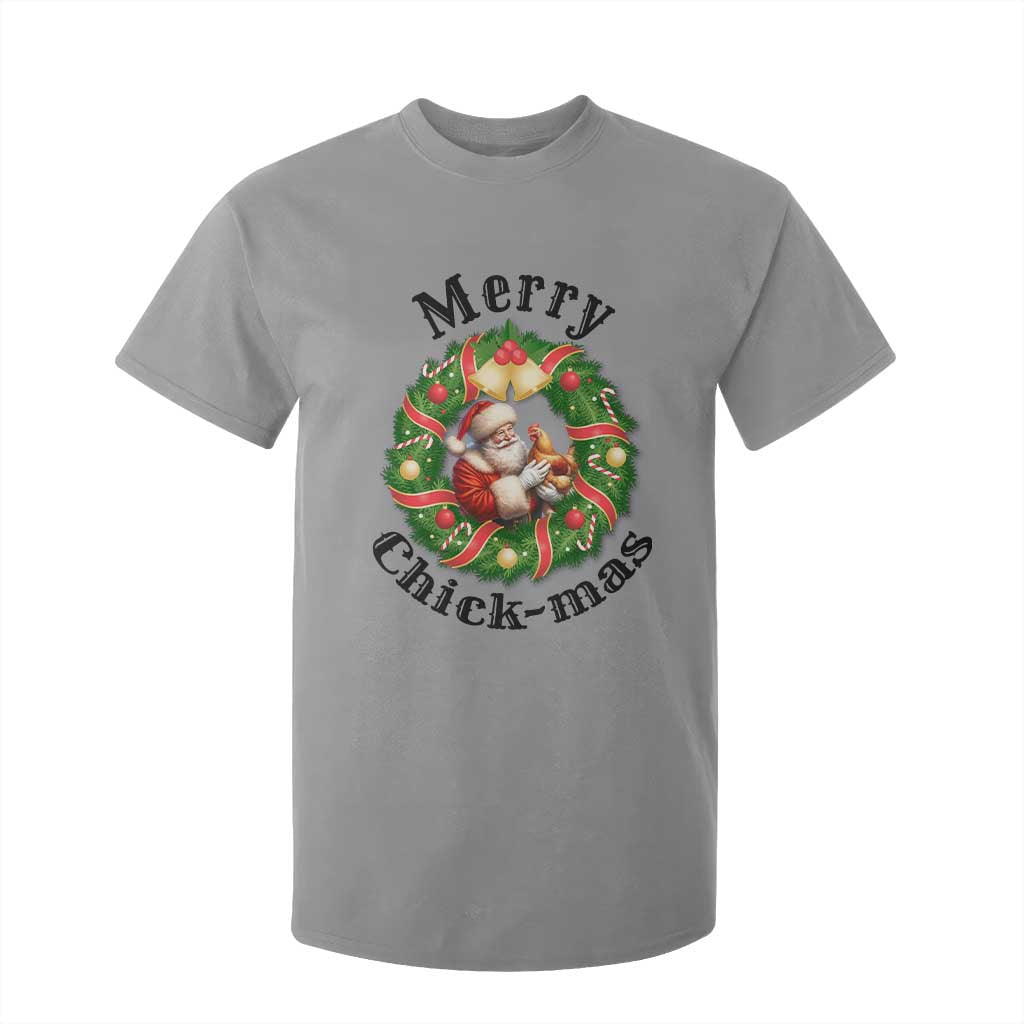 Funny Christmas Chicken Lovers T Shirt For Kid Merry Chickmas Santa Gift TS12 Sport Gray Print Your Wear