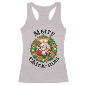 Funny Christmas Chicken Lovers Racerback Tank Top Merry Chickmas Santa Gift TS12 Ice Gray Print Your Wear