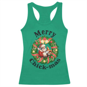 Funny Christmas Chicken Lovers Racerback Tank Top Merry Chickmas Santa Gift TS12 Irish Green Print Your Wear