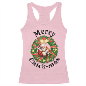 Funny Christmas Chicken Lovers Racerback Tank Top Merry Chickmas Santa Gift TS12 Light Pink Print Your Wear