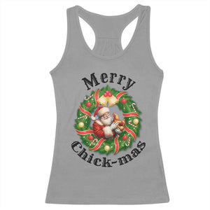 Funny Christmas Chicken Lovers Racerback Tank Top Merry Chickmas Santa Gift TS12 Sport Gray Print Your Wear