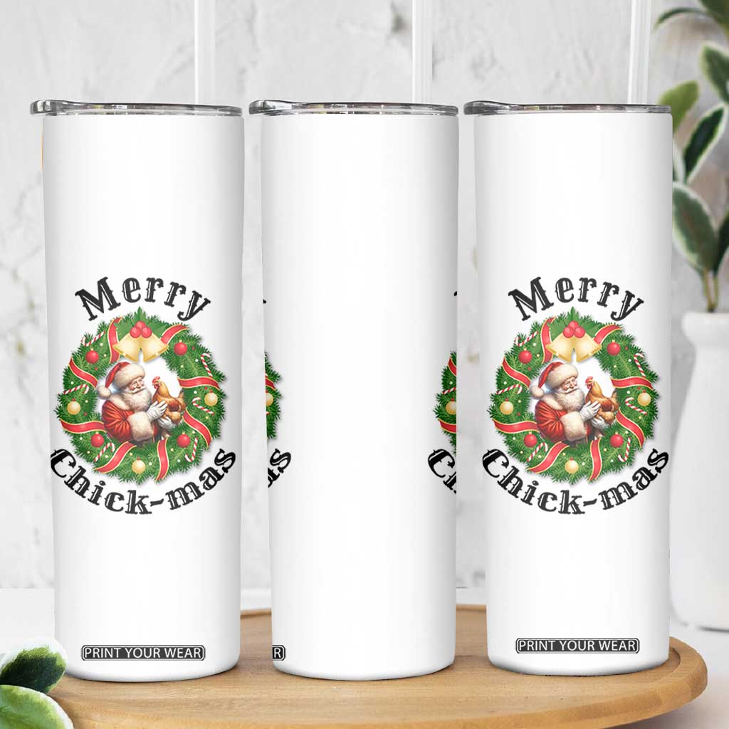 Funny Christmas Chicken Lovers Skinny Tumbler Merry Chickmas Santa Gift TS12 Print Your Wear