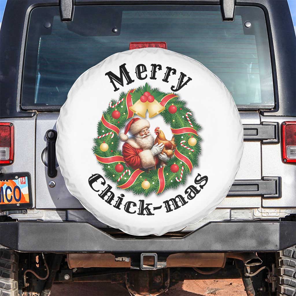 Funny Christmas Chicken Lovers Spare Tire Cover Merry Chickmas Santa Gift TS12 No hole White Print Your Wear