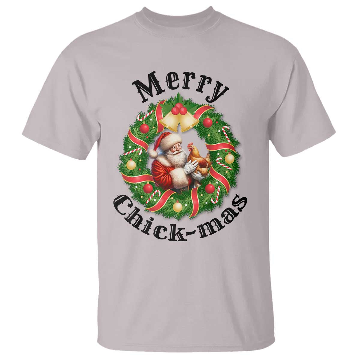 Funny Christmas Chicken Lovers T Shirt Merry Chickmas Santa Gift TS12 Ice Gray Print Your Wear