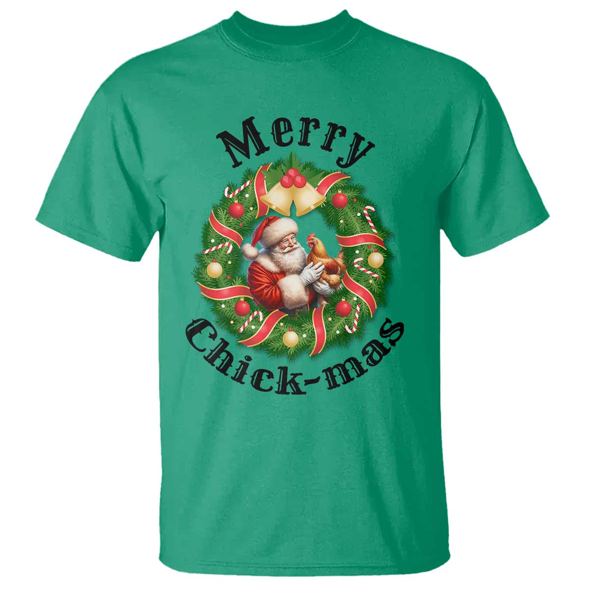 Funny Christmas Chicken Lovers T Shirt Merry Chickmas Santa Gift TS12 Irish Green Print Your Wear