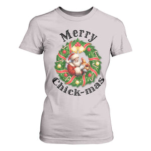 Funny Christmas Chicken Lovers T Shirt For Women Merry Chickmas Santa Gift TS12 Ice Gray Print Your Wear