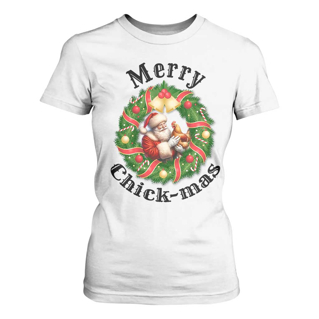 Funny Christmas Chicken Lovers T Shirt For Women Merry Chickmas Santa Gift TS12 White Print Your Wear