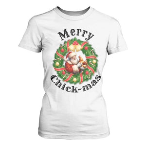 Funny Christmas Chicken Lovers T Shirt For Women Merry Chickmas Santa Gift TS12 White Print Your Wear