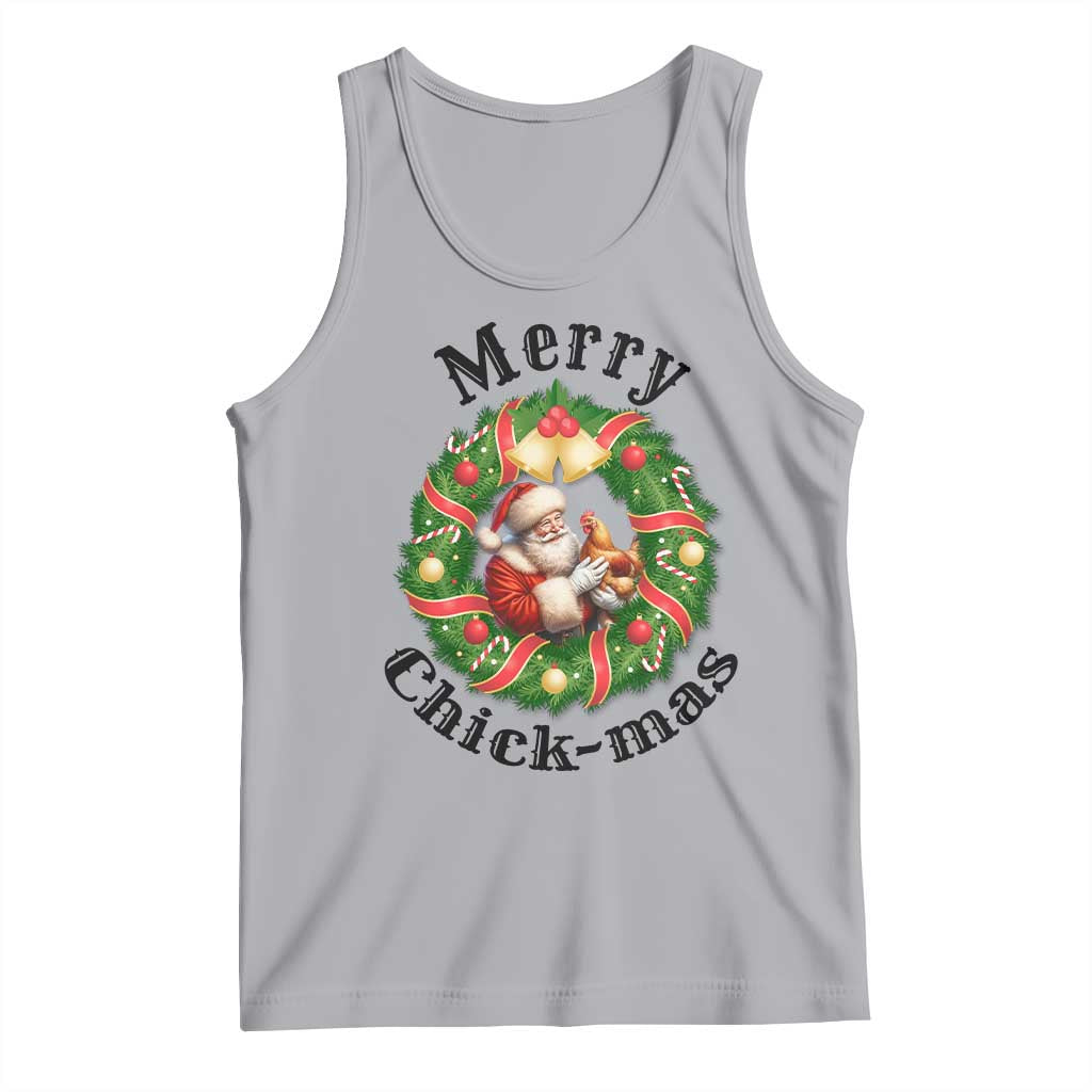 Funny Christmas Chicken Lovers Tank Top Merry Chickmas Santa Gift TS12 Athletic Heather Print Your Wear