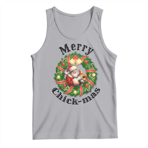Funny Christmas Chicken Lovers Tank Top Merry Chickmas Santa Gift TS12 Athletic Heather Print Your Wear