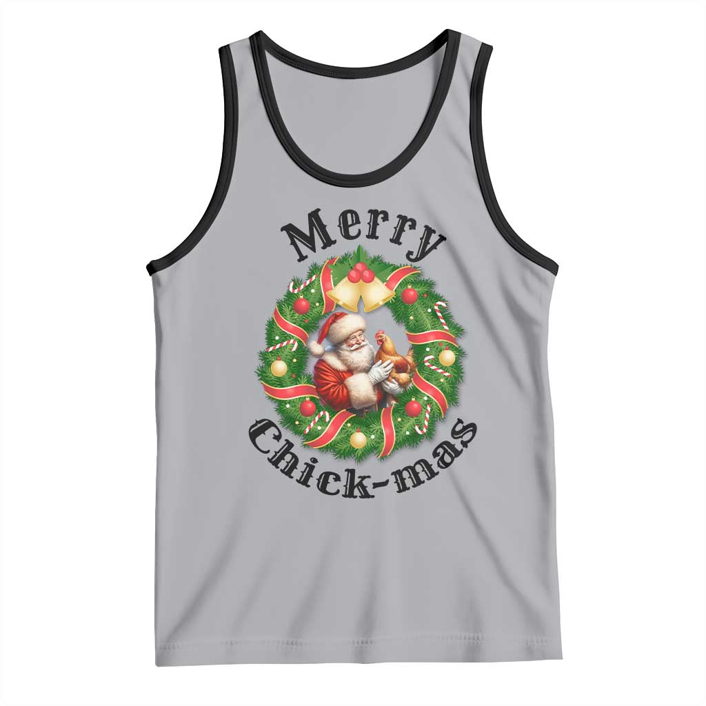 Funny Christmas Chicken Lovers Tank Top Merry Chickmas Santa Gift TS12 Athletic Heather Black Print Your Wear