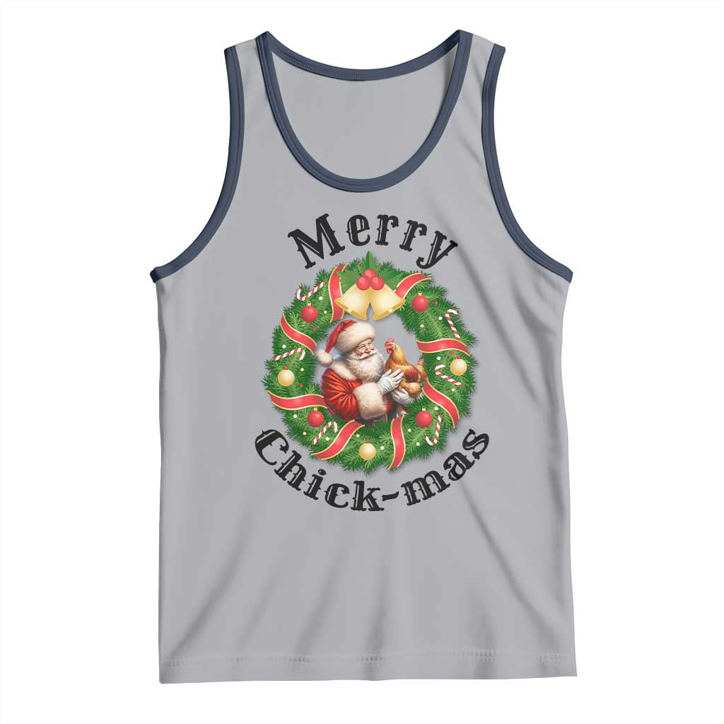 Funny Christmas Chicken Lovers Tank Top Merry Chickmas Santa Gift TS12 Athletic Heather Navy Print Your Wear