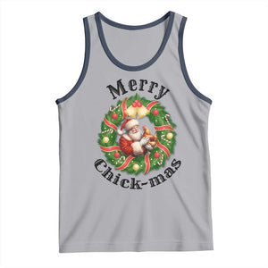 Funny Christmas Chicken Lovers Tank Top Merry Chickmas Santa Gift TS12 Athletic Heather Navy Print Your Wear