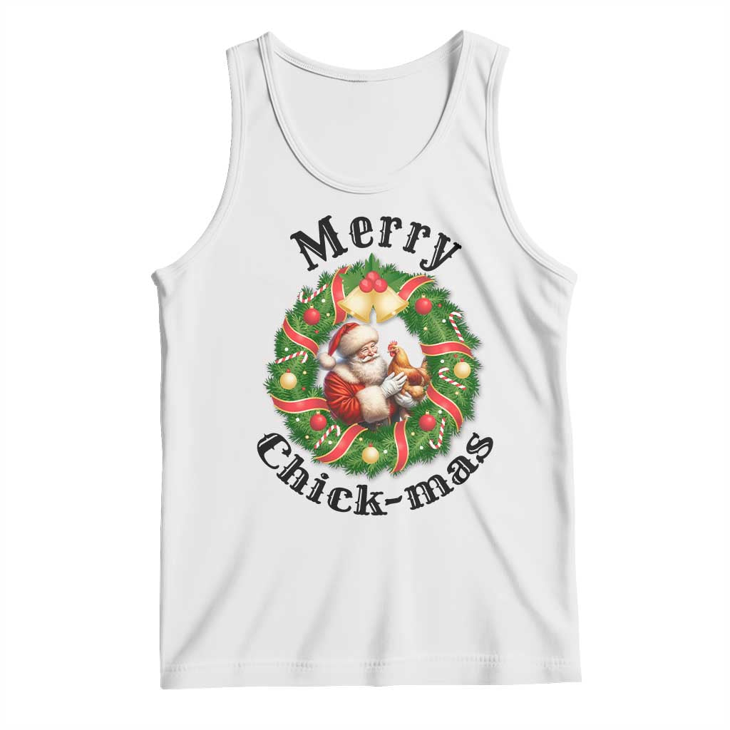 Funny Christmas Chicken Lovers Tank Top Merry Chickmas Santa Gift TS12 White Print Your Wear