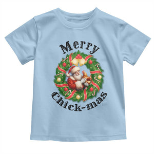 Funny Christmas Chicken Lovers Toddler T Shirt Merry Chickmas Santa Gift TS12 Light Blue Print Your Wear