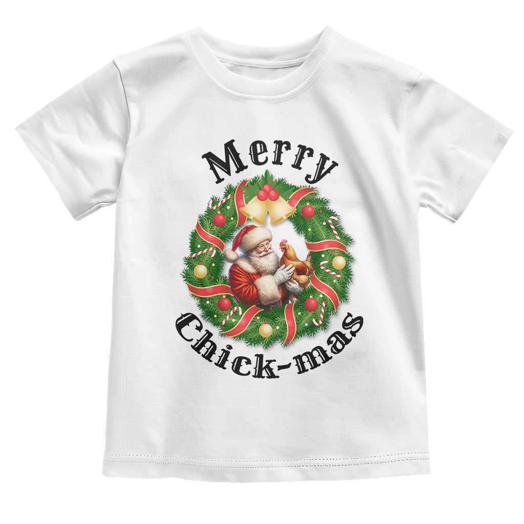 Funny Christmas Chicken Lovers Toddler T Shirt Merry Chickmas Santa Gift TS12 White Print Your Wear