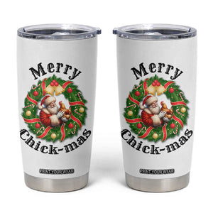 Funny Christmas Chicken Lovers Tumbler Cup Merry Chickmas Santa Gift TS12 White Print Your Wear