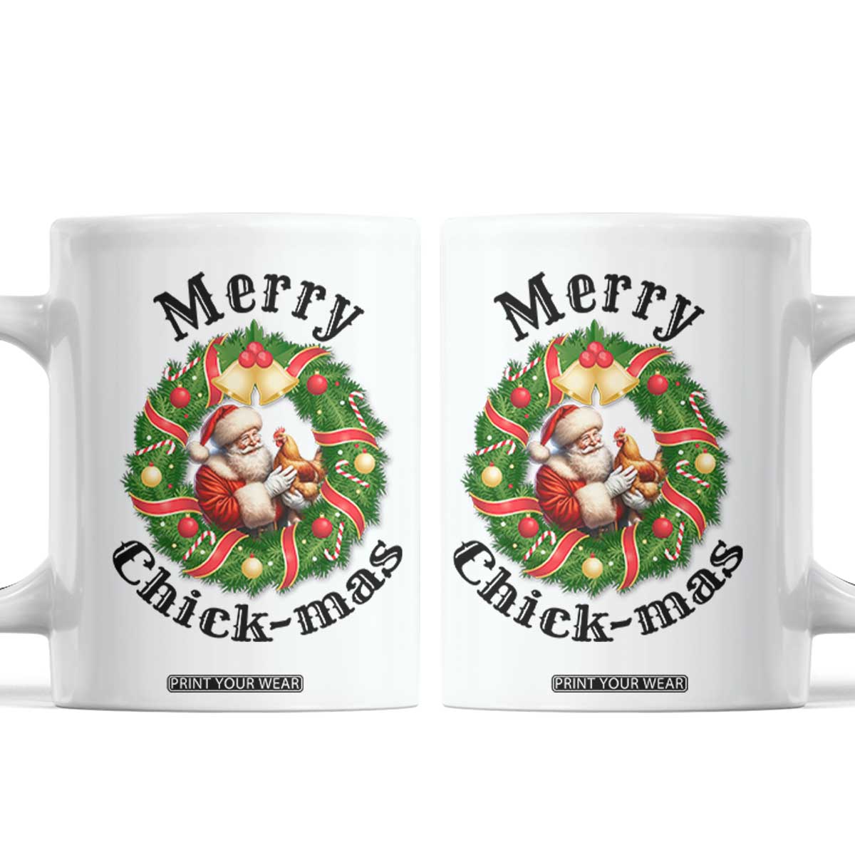 Funny Christmas Chicken Lovers Coffee Mug Merry Chickmas Santa Gift TS12 White Print Your Wear