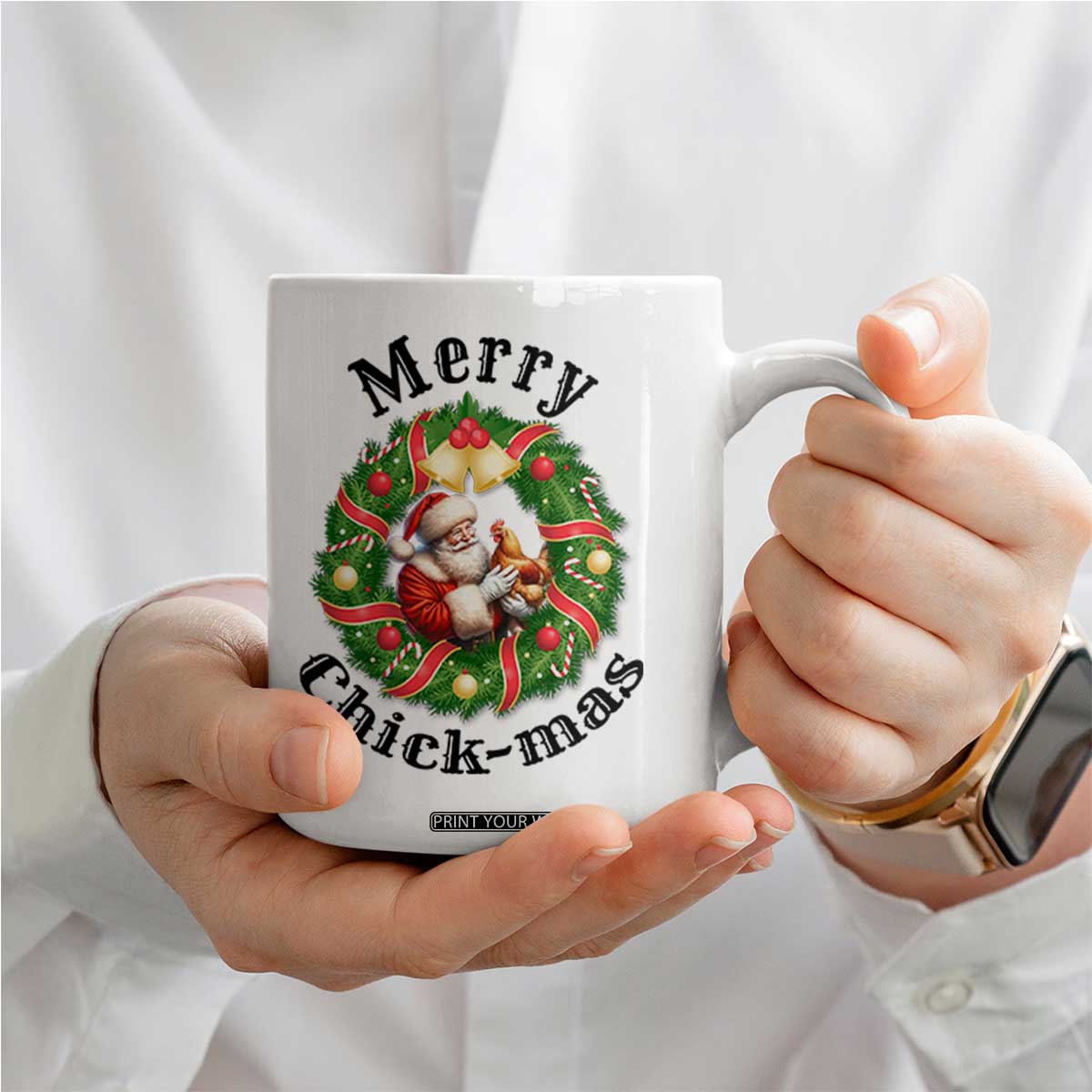 Funny Christmas Chicken Lovers Coffee Mug Merry Chickmas Santa Gift TS12 Print Your Wear