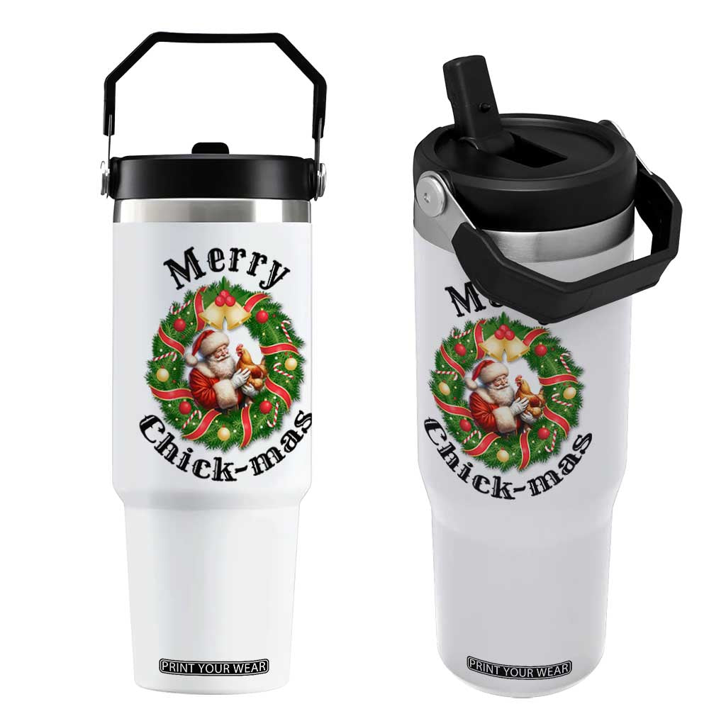 Funny Christmas Chicken Lovers Flip Straw Tumbler Merry Chickmas Santa Gift TS12 One Size: 30 oz White Print Your Wear