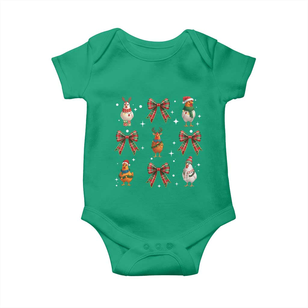 Cute Christmas Chicken With Xmas Coquette Bow Baby Onesie TS12 Irish Green Print Your Wear