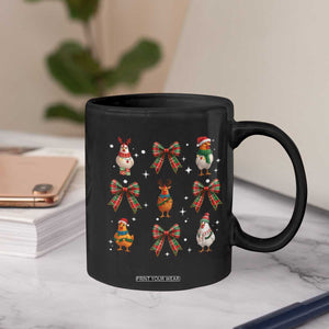 Cute Christmas Chicken With Xmas Coquette Bow Coffee Mug TS12 Print Your Wear