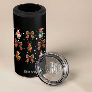 Cute Christmas Chicken With Xmas Coquette Bow 4 in 1 Can Cooler Tumbler TS12 Print Your Wear