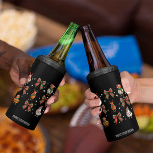 Cute Christmas Chicken With Xmas Coquette Bow 4 in 1 Can Cooler Tumbler TS12 Print Your Wear